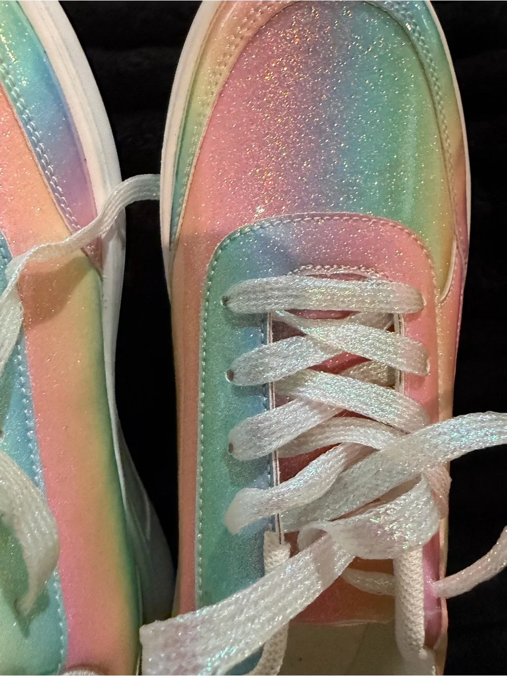 Iridescent Pastel Rainbow Glitter Sneakers